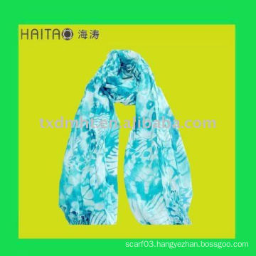 new fashion long blue viscose ladies scarf shawl with sevral color print